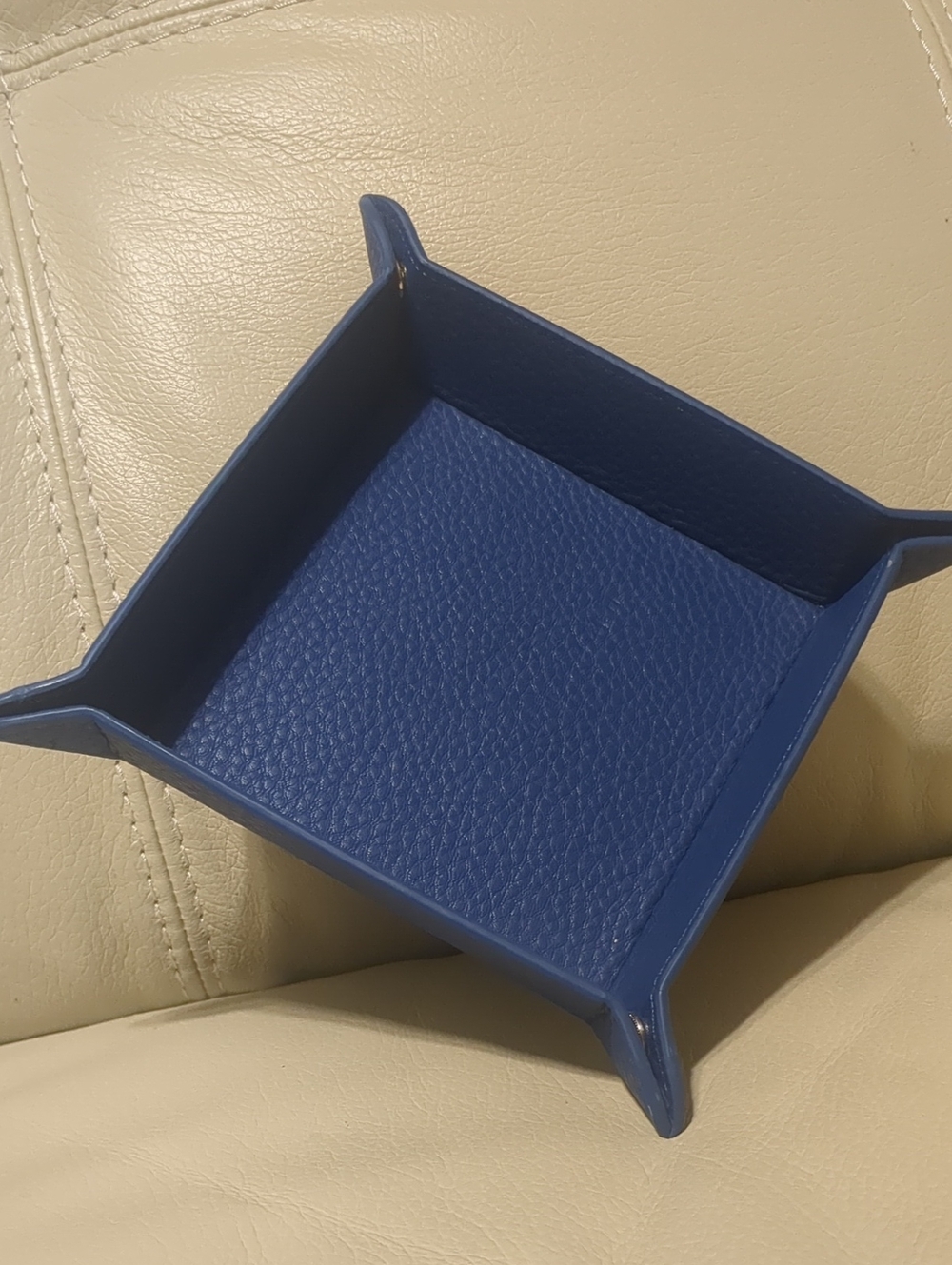 Leatherology Blue Leather Catchall Tray - Home Accents